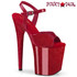 FLAMINGO-809GP, 8" Red Glitter Platform Sandal by Pleaser