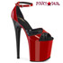 FLAMINGO-884, 8" Red/Black Two-Tone Peep Toe Sandal By Pleaser