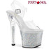 LOVESICK-708SG, 7" Heart Shape Heel with Silver Iridescent Glitter Insert