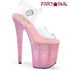 BEJEWELED-808RRS, 8" Ankle Strap Platform with Baby Pink Resin Rhinestones