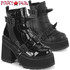 Demonia ASSAULT-72, Black Vegan Leather Spike Ankle Boots