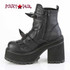 ASSAULT-72, Black Faux Leather Spike Ankle Boots Zipper Side View
