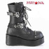 Demonia | CUBBY-54, Mid-Calf Boots with Skull Buckles Strap