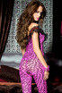 ML-1020, Neon Pink Leopard Print Body Stocking Back View By Music Legs