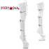 CRAZE-3028, 8 Inch White Heelless Thigh High Boots with Buckles