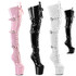 CRAZE-3028, Heelless Thigh High Boots with Buckles By Pleaser USA