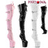 Pleaser CRAZE-3028, Heelless Thigh High Boots with Buckles