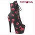 ADORE-1020KISSES, Black Ankle Boots with Red Lips