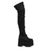 500-FUMIKO, 5" Black Chunky Platform Glitter Thigh High Boot By Ellie
