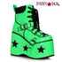 500-SPACED, 5" Green Platform Ankle Boot with Star & Buckle Décor