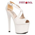 709-WICKED, White 7 Inch Peep-Toe Platform with Studs