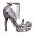 EROS, Platform Sandal with Ankle Strap Chain Detail pewter  Side View