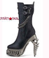 MEDEINA, MID-CALF BOOTS WITH LEAVES CHAIN