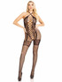 LA89320, Black Heart Net Halter Bodystocking By leg Avenue