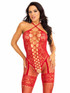 LA89320, Red Heart Net Halter Bodystocking