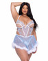 R-LI630Q, Plus Size Metallic Snowflake Babydoll By Roma