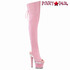 SPECTATOR-3030, Baby Pink Faux Leather Thigh High Boots with Open Back and Peep Toe
