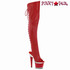 SPECTATOR-3030, Red Faux Leather Thigh High Boots with Open Back and Peep Toe