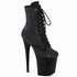 FLAMINGO-1020RM, Black 8 Inch Ankle Boots with Rhinestones Mesh Overlay
