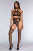 ML-1691, Fishnet Halter Top with Matching Bottom with Attached Stocking By Music Legs