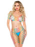 ML-9830, Fence Net Crop Top and Bottom By Music Legs