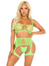 LA81664, Neon Green Fishnet Bra & Garter Set