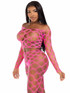 LA89325, Neon Pink Multi Net Crop Top & Tights