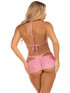 LA81660, Baby Pink Rhinestone Mesh Bra Set Back View