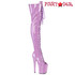 FLAMINGO-3021GP, 8 Inch Lilac Glitter Peep Toe Thigh High Boots