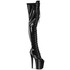 FLAMINGO-3021GP, Black 8 Inch Glitter Peep Toe Thigh High Boots