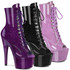 ADORE-1021GP, Peep-Toe Lilac Glitter Ankle Boots By Pleaser USA