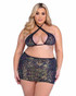 Roma PR-6434X, Plus Size Black Sequin Fishnet Skirt View With Top PR-6433Q