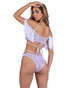 PR-6437, White Sequin Fishnet Fringe Top Back View