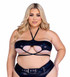 PR-6439X, Plus Size Black Strappy Shimmer Top with Underboob Cutout By Roma