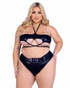 Roma PR-6544X, Plus Size Black Shimmer High-Waisted Cheeky Shorts View With UnderBood Cutout Top PR-6439X