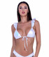 PR-6445, White Metallic Iridescent Bikini Top with Ruffle Detail By Roma