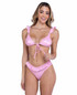 Roma PR-6445, Baby Pink Metallic Iridescent Bikini Top with Ruffle Detail View With Bottom Short Ruffle PR-6446