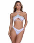 Roma PR-6447, White Metallic Ruffle Top with Underboob Cutout View With Bottom Short PR-6446