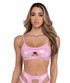 PR-6448, Baby Pink Metallic Keyhole Cropped Top By Roma