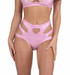 PR-6449, Baby Pink Metallic Cutout High-Waisted Shorts By Roma