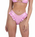 PR-6452, Baby Pink Metallic Thong Back Ruffle Shorts By Roma