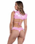 PR-6452, Baby Pink Metallic Thong Back Ruffle Shorts Back View