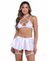 Roma PR-6454, White Metallic Criss Cross Top with Rhinestone Strap View With Bottom PR-6455