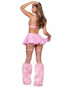 PR-6455, Baby Pink Metallic Iridescent Skirt with Attached Rhinestone Back View