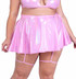 PR-6455X, Plus Size Baby Pink Metallic Skirt with Attached Rhinestone Garters