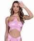 PR-6443, Baby Pink Metallic Iridescent Star Shape Tie Top By Roma