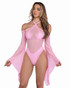 Roma PR-6497, Baby Pink Sheer Bell Sleeve Romper