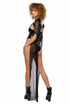 J. Valentine JR-103, Black Laser Stretch Lace-Up Bodysuit Back View With Dust Mesh JR101