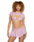 J. Valentine JR-127, Baby Pink Diamond Sequin & Mesh Ruffle Skirt show with Top JR123 and JR125