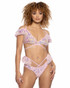 JR-128, Pink Sequin Lace Wrap Top View With Bottom JR-129